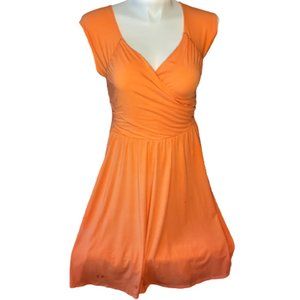 Garnet Hill Juliet Knit Dress Surplice Orange M
